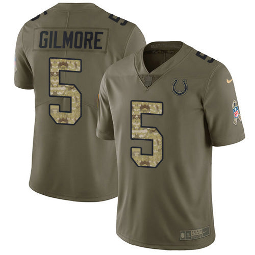 Nike Indianapolis Colts #5 Stephon Gilmore Olive/Camo Men's Stitched NFL Limited 2017 Salute To Service Jersey Men's