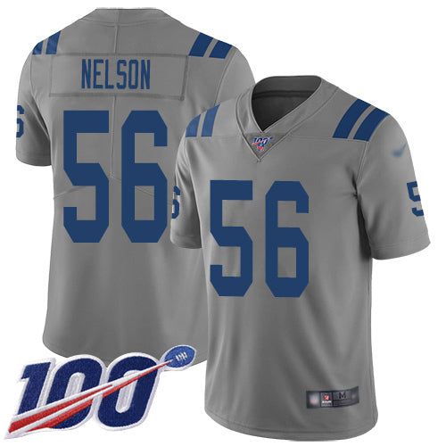 Nike Indianapolis Colts #56 Quenton Nelson Gray Men's Stitched NFL Limited Inverted Legend 100th Season Jersey Men's