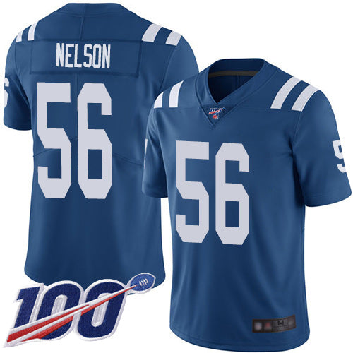 Nike Indianapolis Colts #56 Quenton Nelson Royal Blue Team Color Men's Stitched NFL 100th Season Vapor Limited Jersey Men's