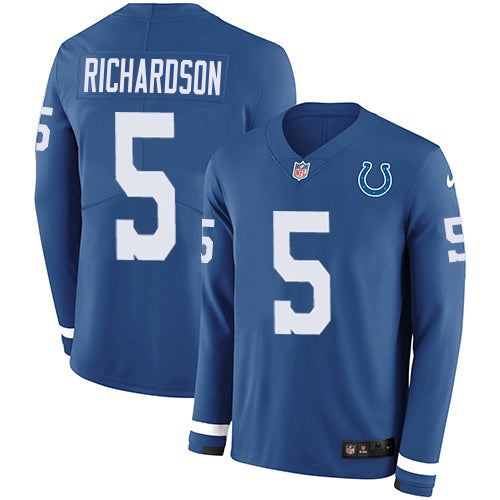 Nike Indianapolis Colts #5 Anthony Richardson Royal Blue Team Color Men's Stitched NFL Limited Therma Long Sleeve Jersey Men's