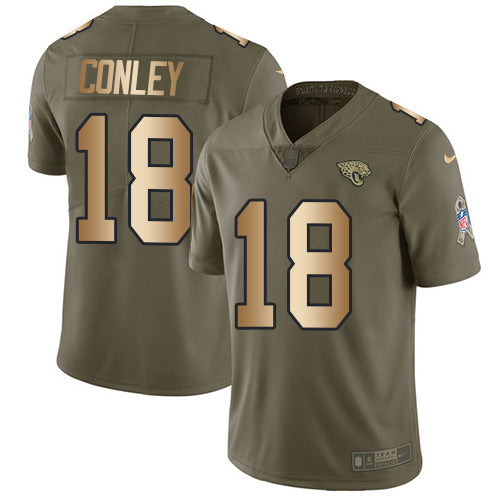 Nike Jacksonville Jaguars #18 Chris Conley Olive/Gold Men's Stitched NFL Limited 2017 Salute To Service Jersey Men's