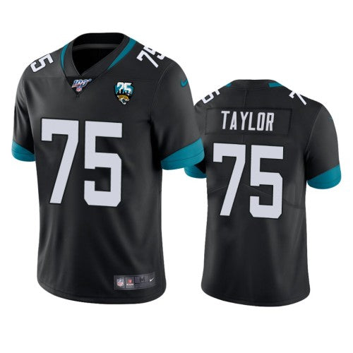 Nike Jacksonville Jaguars #75 Jawaan Taylor Black 25th Anniversary Vapor Limited Stitched NFL 100th Season Jersey Men's