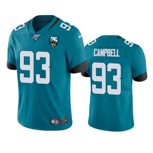 Nike Jacksonville Jaguars #93 Calais Campbell Teal 25th Anniversary Vapor Limited Stitched NFL 100th Season Jersey Men's