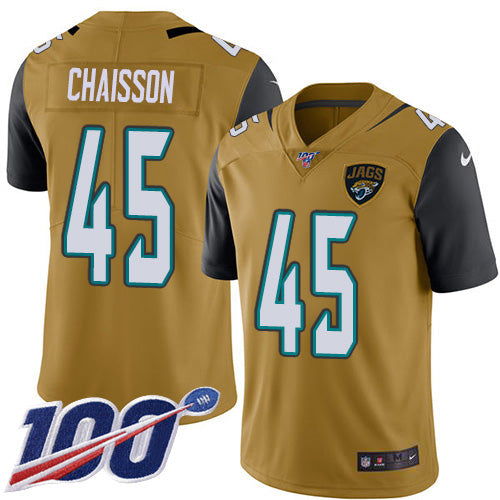 Nike Jacksonville Jaguars #45 K'Lavon Chaisson Gold Men's Stitched NFL Limited Rush 100th Season Jersey Men's