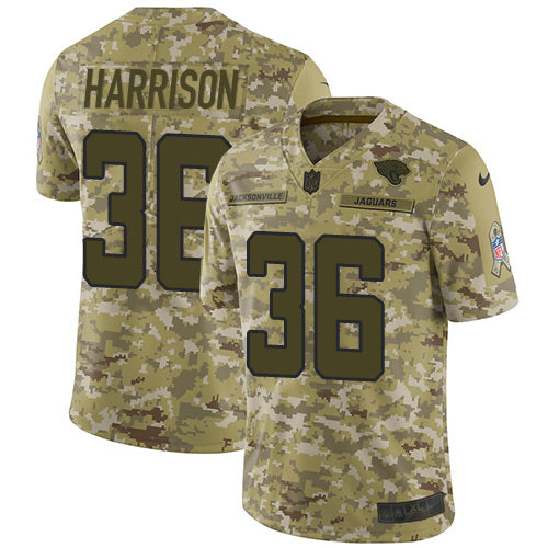 Nike Jacksonville Jaguars #36 Ronnie Harrison Camo Men's Stitched NFL Limited 2018 Salute To Service Jersey Men's