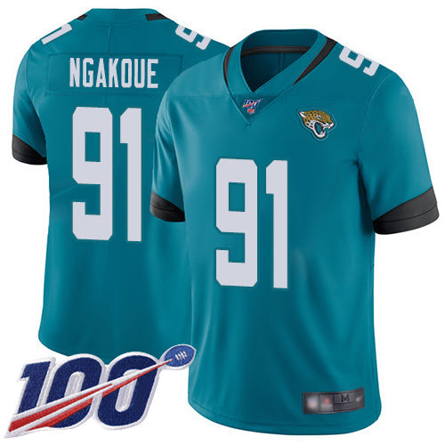 Nike Jacksonville Jaguars #91 Yannick Ngakoue Teal Green Alternate Men's Stitched NFL 100th Season Vapor Limited Jersey Men's