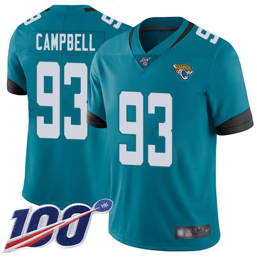 Nike Jacksonville Jaguars #93 Calais Campbell Teal Green Alternate Men's Stitched NFL 100th Season Vapor Limited Jersey Men's