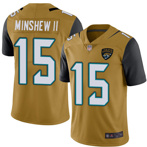Nike Jacksonville Jaguars #15 Gardner Minshew II Gold Men's Stitched NFL Limited Rush Jersey Men's