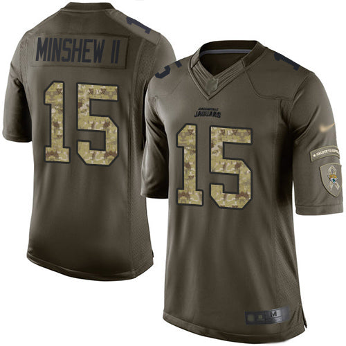 Nike Jacksonville Jaguars #15 Gardner Minshew II Green Men's Stitched NFL Limited 2015 Salute to Service Jersey Men's