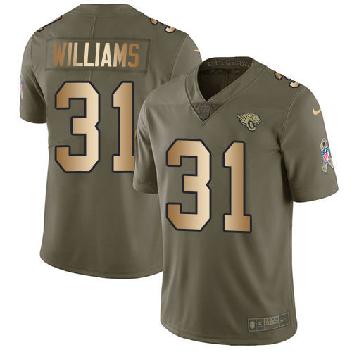 Nike Jacksonville Jaguars #31 Darious Williams Olive/Gold Men's Stitched NFL Limited 2017 Salute To Service Jersey Men's