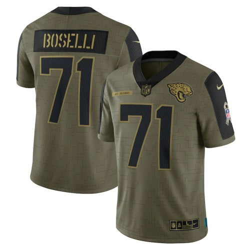Jacksonville Jacksonville Jaguars #71 Tony Boselli Olive Nike 2021 Salute To Service Limited Player Jersey Men's