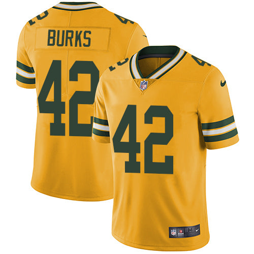 Nike Green Bay Packers #42 Oren Burks Yellow Men's Stitched NFL Limited Rush Jersey Men's