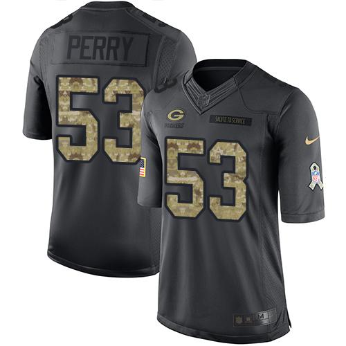 Nike Green Bay Packers #53 Nick Perry Black Men's Stitched NFL Limited 2016 Salute To Service Jersey Men's