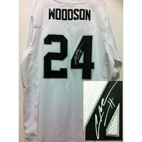 Nike Las Vegas Raiders #24 Charles Woodson White Men's Stitched NFL Elite Autographed Jersey Men's