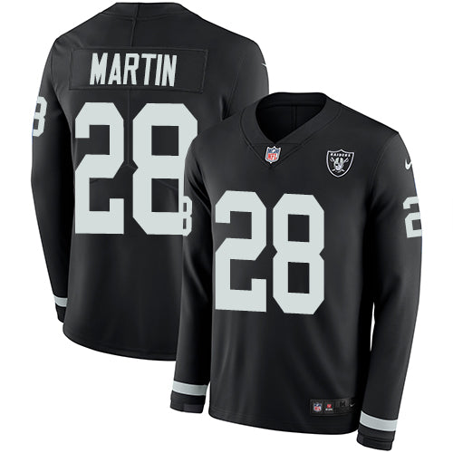 Nike Las Vegas Raiders #28 Doug Martin Black Team Color Men's Stitched NFL Limited Therma Long Sleeve Jersey Men's