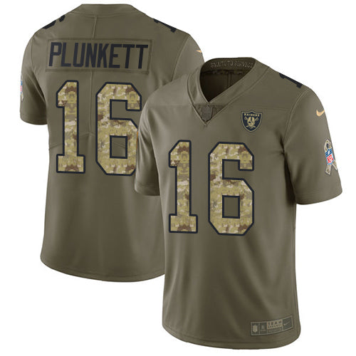 Nike Las Vegas Raiders #16 Jim Plunkett Olive/Camo Men's Stitched NFL Limited 2017 Salute To Service Jersey Men's