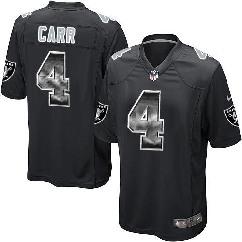 Nike Las Vegas Raiders #4 Derek Carr Black Team Color Men's Stitched NFL Limited Strobe Jersey Men's