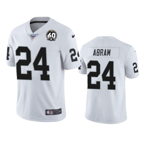 Nike Las Vegas Raiders #24 Johnathan Abram White 60th Anniversary Vapor Limited Stitched NFL 100th Season Jersey Men's