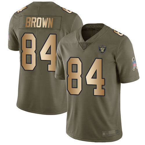Nike Las Vegas Raiders #84 Antonio Brown Olive/Gold Men's Stitched NFL Limited 2017 Salute To Service Jersey Men's