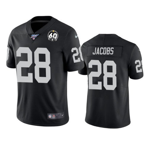 Nike Las Vegas Raiders #28 Josh Jacobs Black 60th Anniversary Vapor Limited Stitched NFL 100th Season Jersey Men's