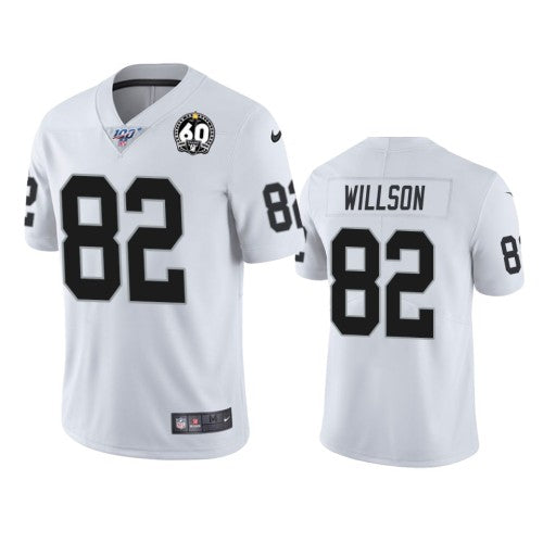 Nike Las Vegas Raiders #82 Luke Willson White 60th Anniversary Vapor Limited Stitched NFL 100th Season Jersey Men's
