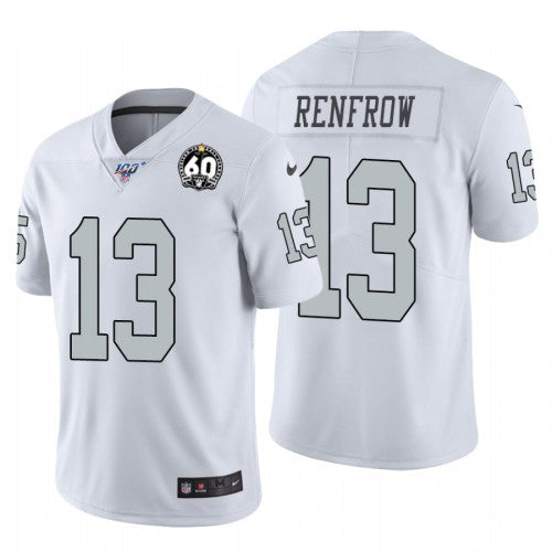 Nike Las Vegas Raiders #13 Hunter Renfrow White 60th Anniversary Patch Men's Stitched NFL 100 Limited Color Rush Jersey Men's
