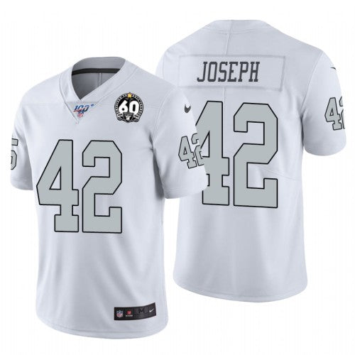 Nike Las Vegas Raiders #42 Karl Joseph White 60th Anniversary Patch Men's Stitched NFL 100 Limited Color Rush Jersey Men's