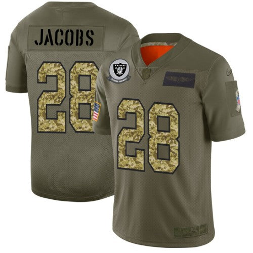 Las Vegas Raiders #28 Josh Jacobs Men's Nike 2019 Olive Camo Salute To Service Limited NFL Jersey Men's