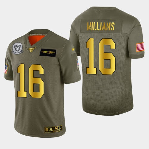 Las Vegas Raiders #16 Tyrell Williams Men's Nike Olive Gold 2019 Salute to Service Limited NFL 100 Jersey Men's
