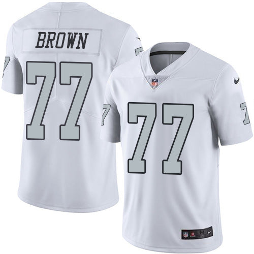 Nike Las Vegas Raiders #77 Trent Brown White Men's Stitched NFL Limited Rush Jersey Men's