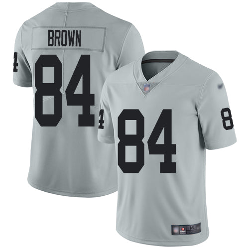 Nike Las Vegas Raiders #84 Antonio Brown Silver Men's Stitched NFL Limited Inverted Legend Jersey Men's