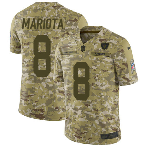 Nike Las Vegas Raiders #8 Marcus Mariota Camo Men's Stitched NFL Limited 2018 Salute To Service Jersey Men's