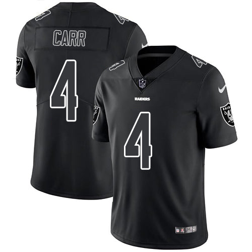 Nike Las Vegas Raiders #4 Derek Carr Black Men's Stitched NFL Limited Rush Impact Jersey Men's