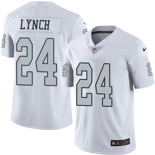 Nike Las Vegas Raiders #24 Marshawn Lynch White Men's Stitched NFL Limited Rush Jersey Men's