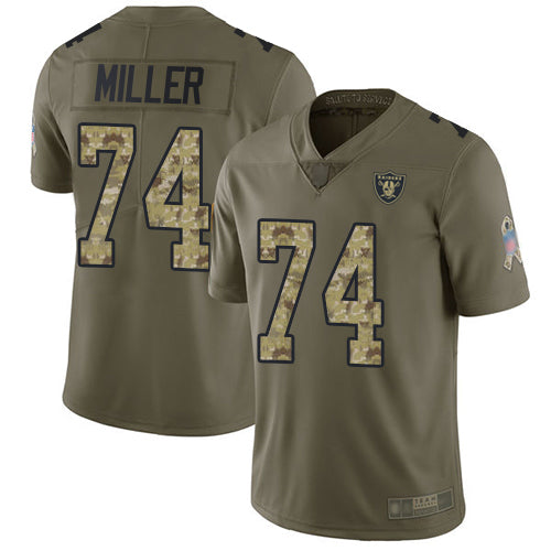 Nike Las Vegas Raiders #74 Kolton Miller Olive/Camo Men's Stitched NFL Limited 2017 Salute To Service Jersey Men's