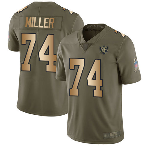 Nike Las Vegas Raiders #74 Kolton Miller Olive/Gold Men's Stitched NFL Limited 2017 Salute To Service Jersey Men's