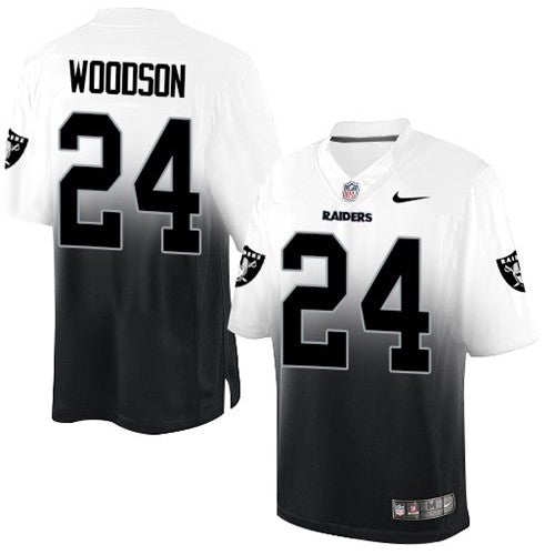 Nike Las Vegas Raiders #24 Charles Woodson White/Black Men's Stitched NFL Elite Fadeaway Fashion Jersey Men's
