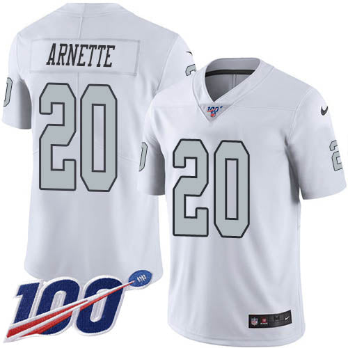 Nike Las Vegas Raiders #20 Damon Arnette White Men's Stitched NFL Limited Rush 100th Season Jersey Men's