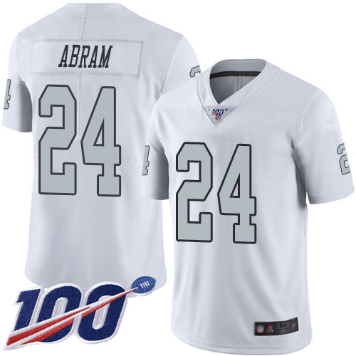 Nike Las Vegas Raiders No24 Johnathan Abram White Women's Stitched NFL Limited Rush 100th Season Jersey