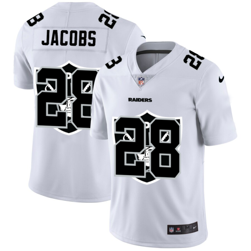 Las Vegas Las Vegas Raiders #28 Josh Jacobs White Men's Nike Team Logo Dual Overlap Limited NFL Jersey Men's