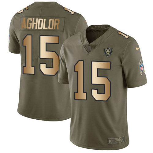 Nike Las Vegas Raiders #15 Nelson Agholor Olive/Gold Men's Stitched NFL Limited 2017 Salute To Service Jersey Men's