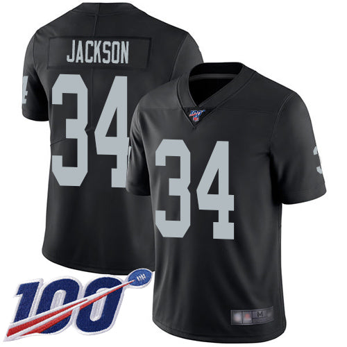 Nike Las Vegas Raiders #34 Bo Jackson Black Team Color Men's Stitched NFL 100th Season Vapor Limited Jersey Men's
