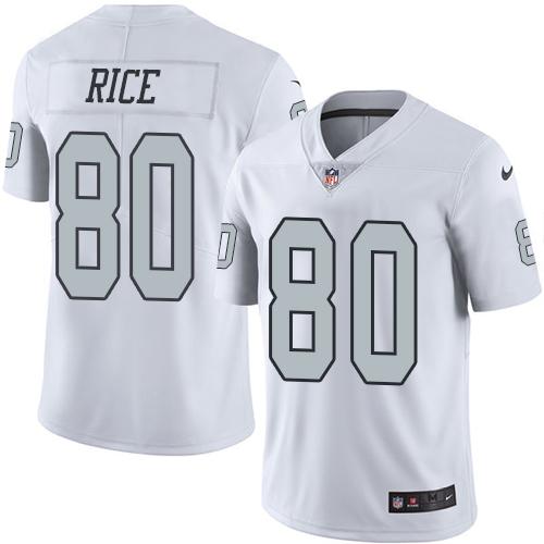 Nike Las Vegas Raiders #80 Jerry Rice White Men's Stitched NFL Limited Rush Jersey Men's