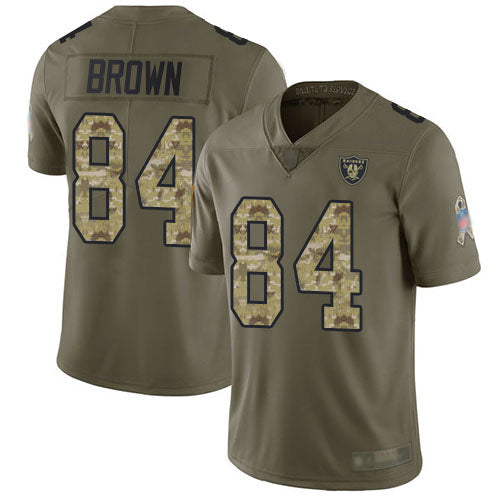 Nike Las Vegas Raiders #84 Antonio Brown Olive/Camo Men's Stitched NFL Limited 2017 Salute To Service Jersey Men's