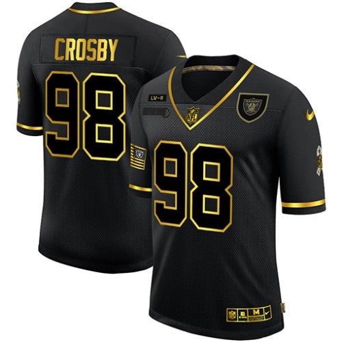 Las Vegas Las Vegas Raiders #98 Maxx Crosby Men's Nike 2020 Salute To Service Golden Limited NFL Jersey Black Men's