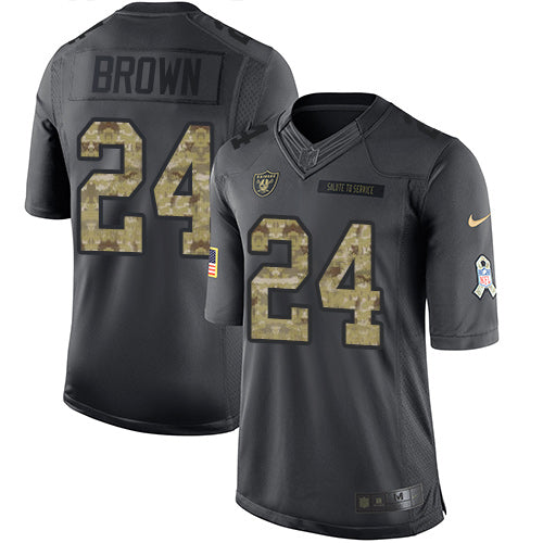 Nike Las Vegas Raiders #24 Willie Brown Black Men's Stitched NFL Limited 2016 Salute To Service Jersey Men's