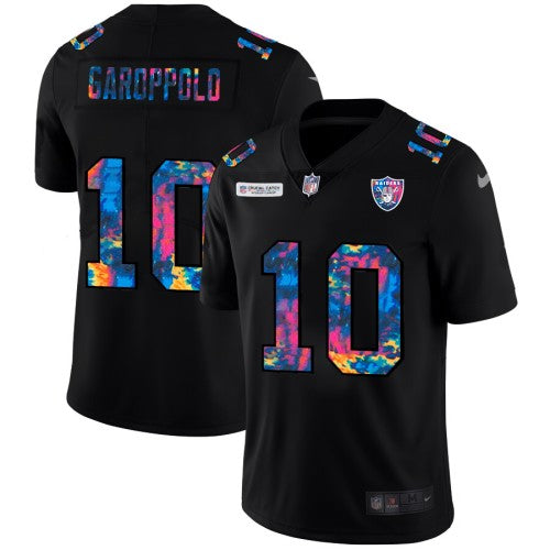 Nike Las Vegas Raiders #10 Jimmy Garoppolo Men's Nike Multi-Color Black 2020 NFL Crucial Catch Vapor Untouchable Limited Jersey Men's