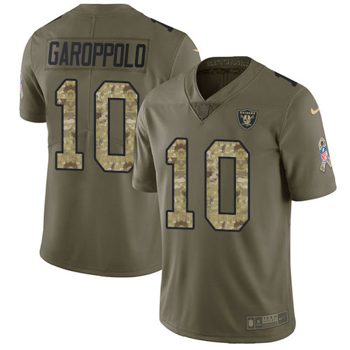 Nike Las Vegas Raiders #10 Jimmy Garoppolo Olive/Camo Men's Stitched NFL Limited 2017 Salute To Service Jersey Men's