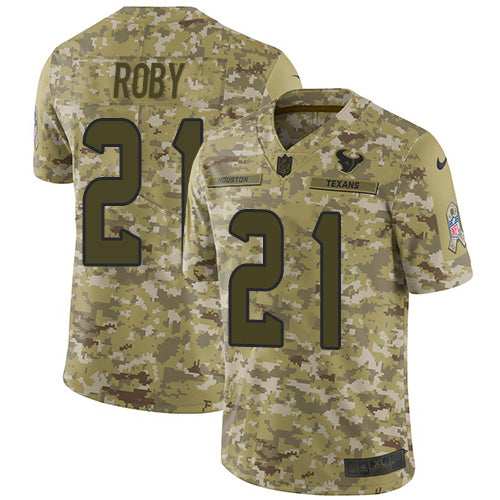 Nike Houston Texans #21 Bradley Roby Camo Men's Stitched NFL Limited 2018 Salute To Service Jersey Men's