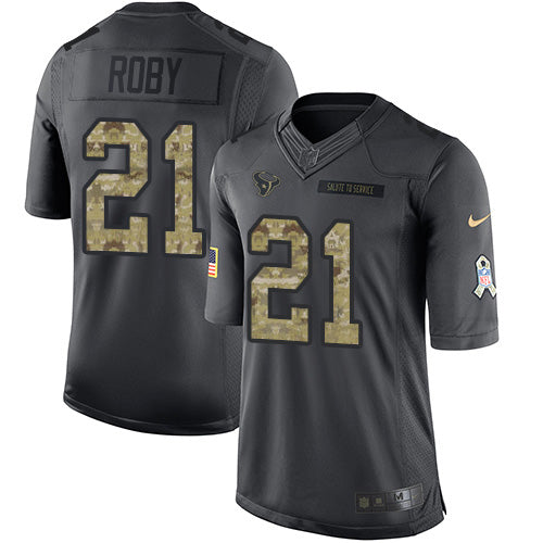 Nike Houston Texans #21 Bradley Roby Black Men's Stitched NFL Limited 2016 Salute to Service Jersey Men's